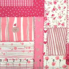 Tecido Tricoline Mista Patch Love - Rosa Tecido Tricoline Mista Patch Love - Rosa