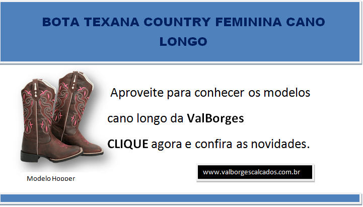 bota texana country cano longo