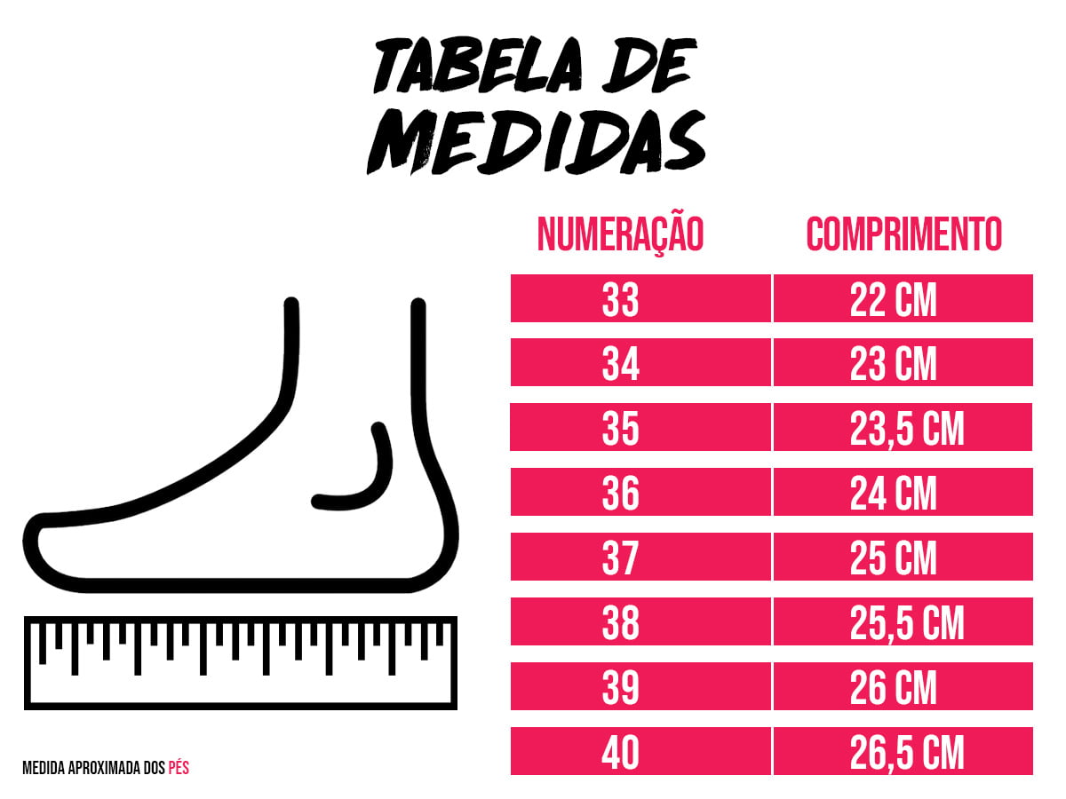 tabela de medidas calçados vizzano