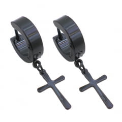 BRINCO ARGOLA 4 mm COM CRUZ PRETO (PAR) BRINCO ARGOLA 4 mm COM CRUZ PRETO (PAR)