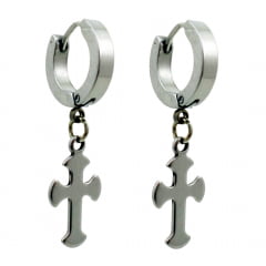 BRINCO ARGOLA PRATA 2 mm COM CRUZ (PAR) BRINCO ARGOLA PRATA 2 mm COM CRUZ (PAR)