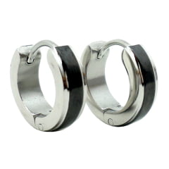 BRINCO ARGOLA PRETO E PRATA 4 mm (PAR) BRINCO ARGOLA PRETO E PRATA 4 mm (PAR)