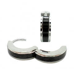 BRINCO ARGOLA PRETO E PRATA 4 mm (PAR) BRINCO ARGOLA PRETO E PRATA 4 mm (PAR)