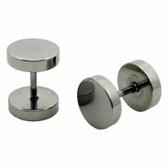 Brinco Masculino Estilo Alargador - 8 mm Prata (PAR) Brinco Masculino Estilo Alargador - 8 mm Prata (PAR)