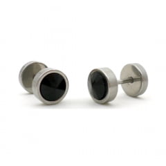 Brinco Masculino Estilo Alargador Ebony - 8 mm Prata (PAR) Brinco Masculino Estilo Alargador Ebony - 8 mm Prata (PAR)