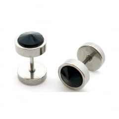 Brinco Masculino Estilo Alargador Ebony - 8 mm Prata (PAR) Brinco Masculino Estilo Alargador Ebony - 8 mm Prata (PAR)