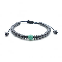 Pulseira Hematita Howlita Turquesa Macramê Pulseira Hematita Howlita Turquesa Macramê