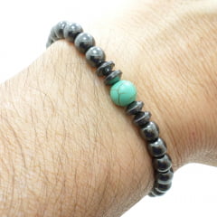 Pulseira Hematita Howlita Turquesa Macramê Pulseira Hematita Howlita Turquesa Macramê