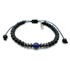 Pulseira Hematita Lápis Lazúli Macramê Pulseira Hematita Lápis Lazúli Macramê