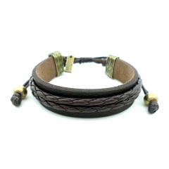 Pulseira Trançado Marrom com Macramê Pulseira Trançado Marrom com Macramê