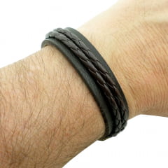 Pulseira Trançado Marrom com Macramê Pulseira Trançado Marrom com Macramê