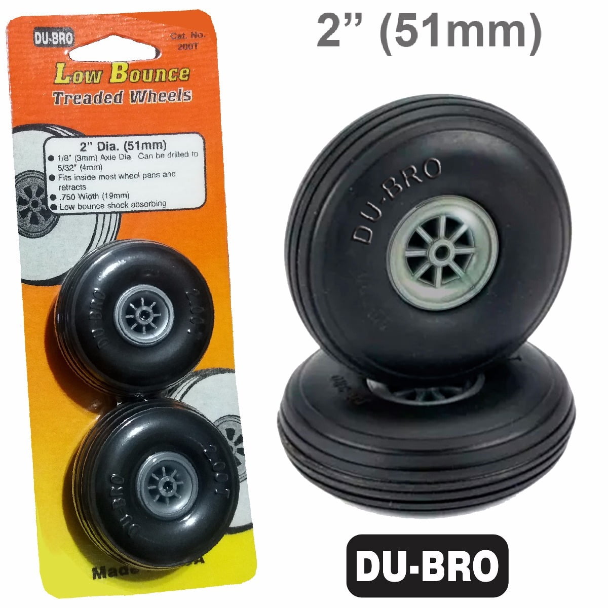 DUBRO - DUBR 200T - Roda de Borracha 2 polegadas - par