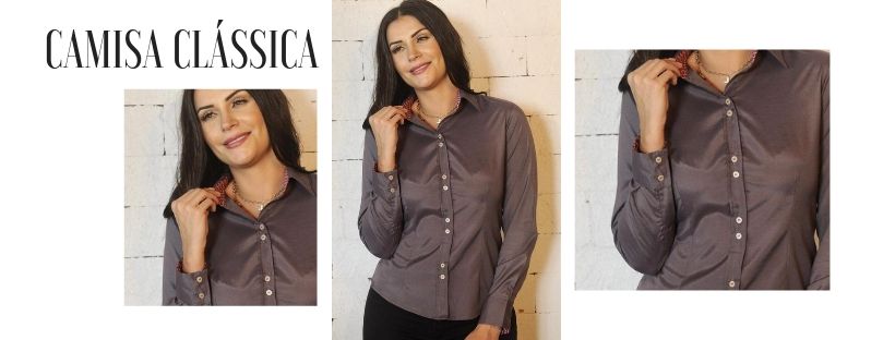 camisa social feminina cinza