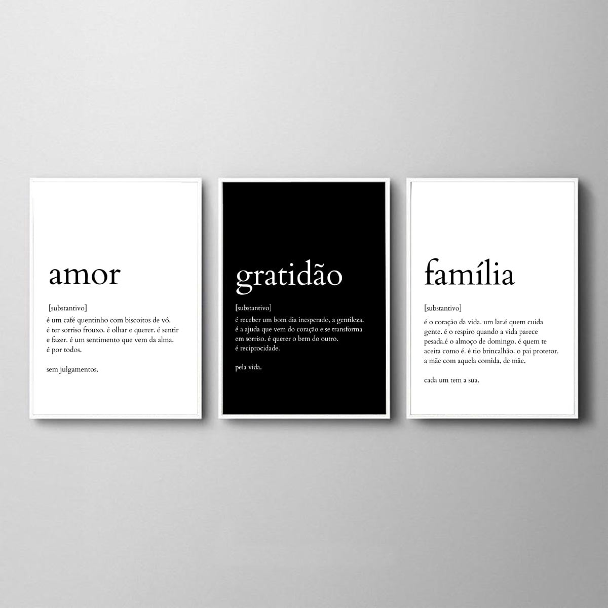 Conjunto de 3 Quadros Decorativos para Quarto O Amor Está No Lar