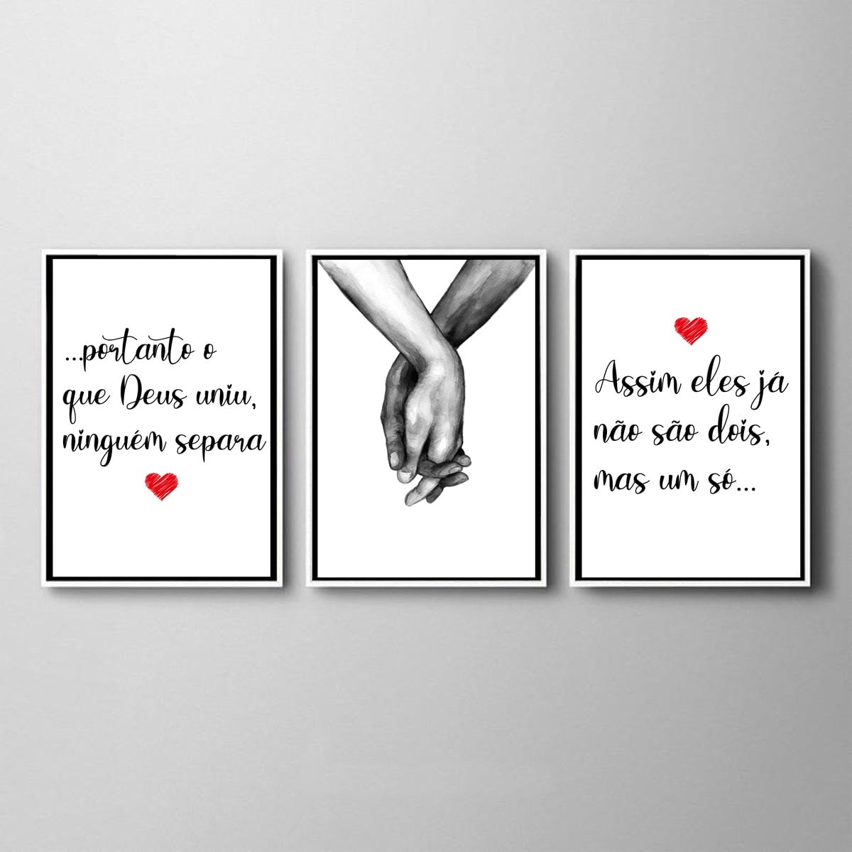 Kit 3 Quadros Decorativos Pôster Frases Quarto Casal Vidro