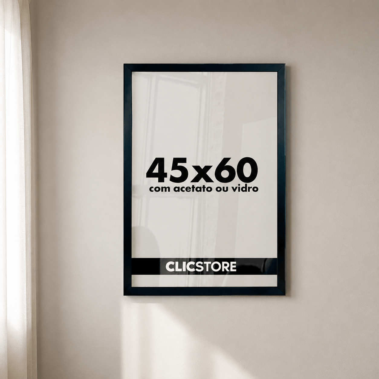 Moldura 45x60 com Acetato Quadros Poster Foto Casa Parede Certificados Fundo MDF Decorativo Imagem Quarto Sala Madeira