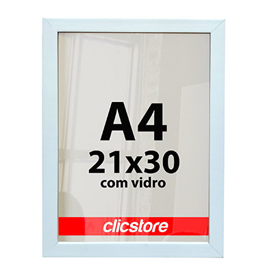 Moldura A4 Caixa Alta Com Vidro e Fundo Para Quadros Fotos Certificados 21x30cm 