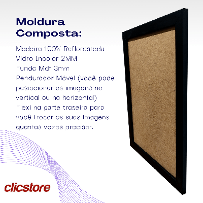 Kit 10 Molduras A4 Caixa Alta Com Vidro e Fundo 21x30cm 