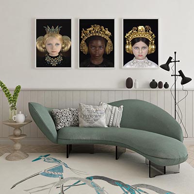 Kit Quadros Decorativos 3 Princesas Crianças Dourado Sala Quarto