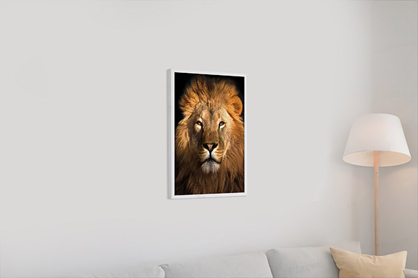 Quadro Decorativo Leão Grande Com Moldura Colorido Para Sala