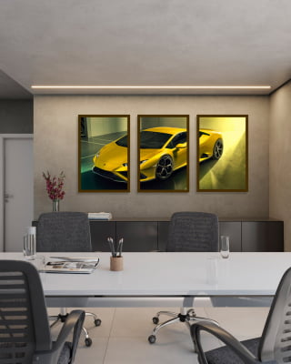 Conjunto 3 Quadros Decorativos Carros De Luxo Lamborghini