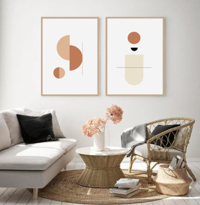 TRIO QUADROS DECORATIVOS ABSTRATO MINIMALISTA MATISSE