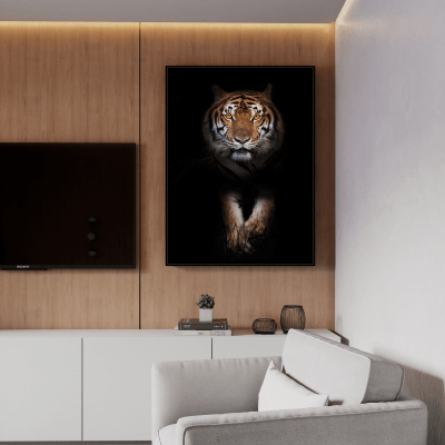 Quadro Decorativo Tigre Siberiano Colorido Sala
