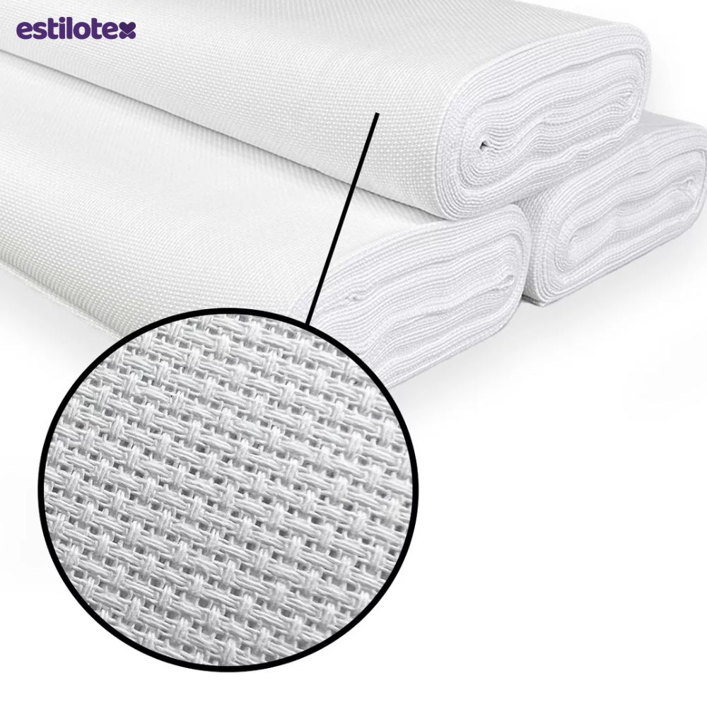 Tecido Etamine 100% Algodão Branco 2002 Estilotex 1m x 1,40m