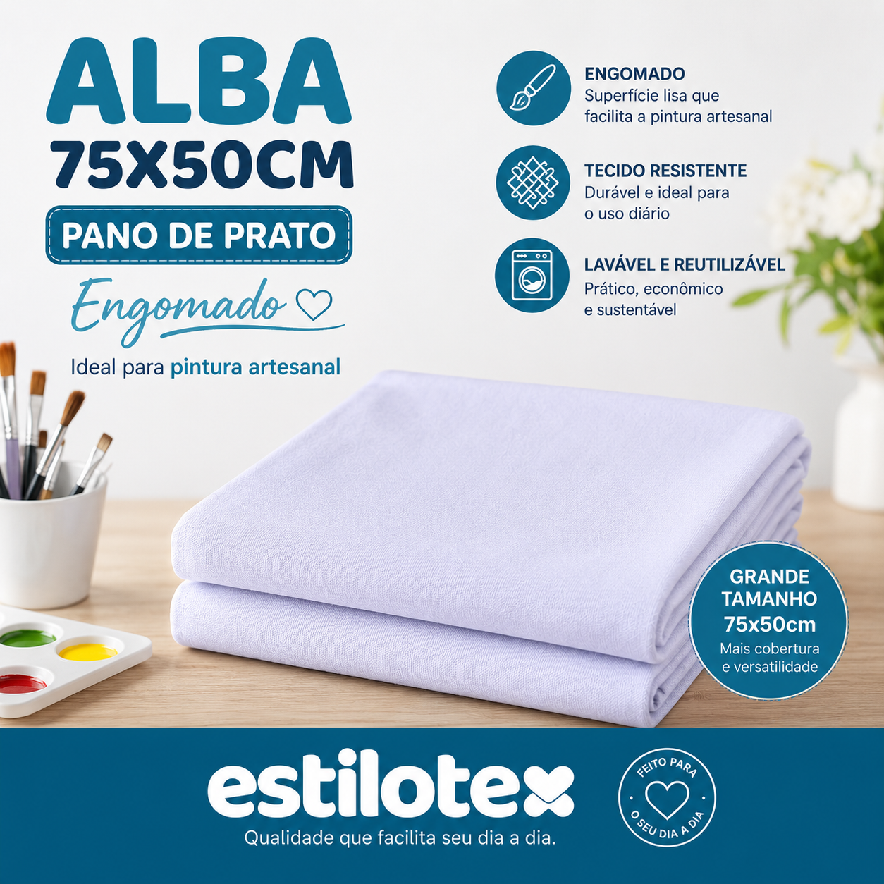 Pano de Prato Estilotex ALBA 75cm X 50cm Engomado