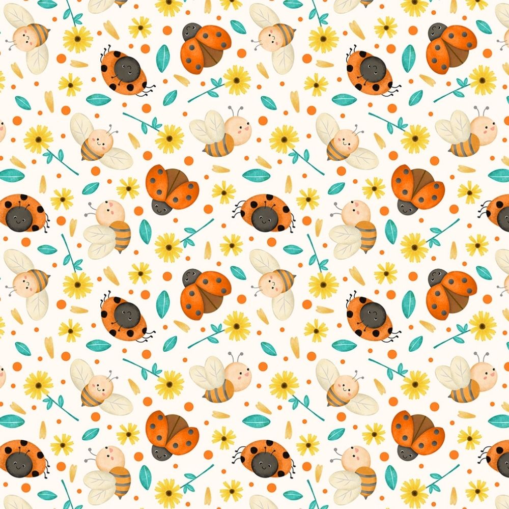 Tecido Tricoline Estampado Infantil Abelhas Joaninhas P9050-243
