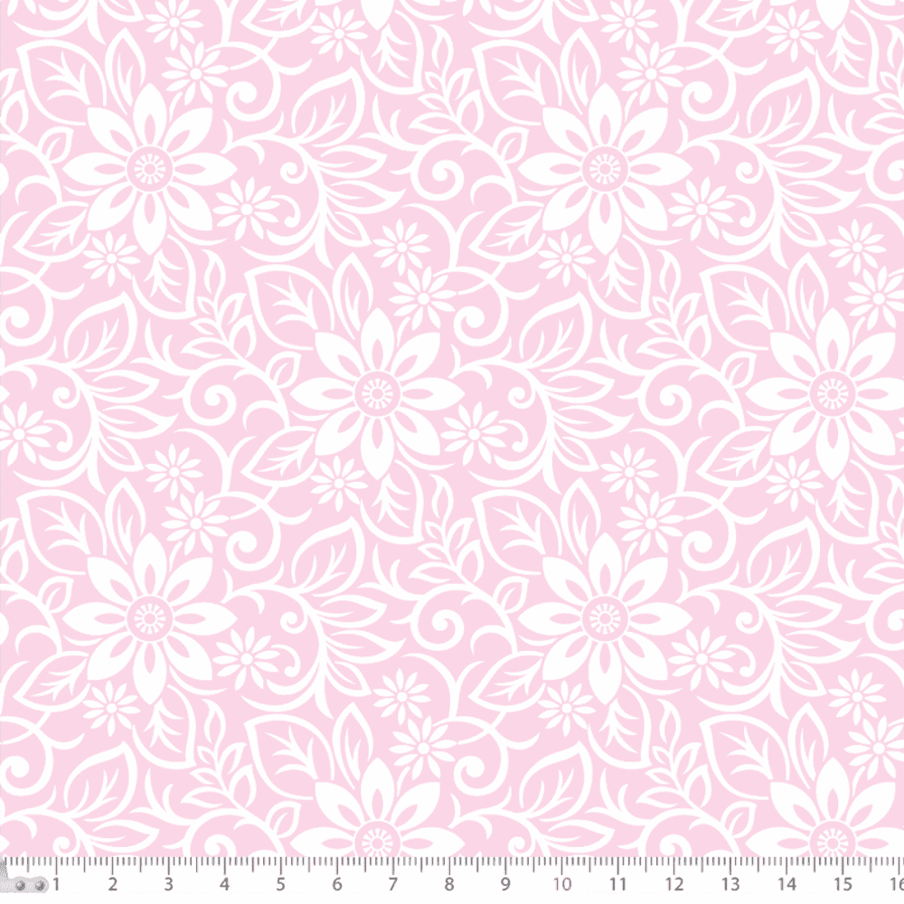 Tecido Tricoline Estampado Floral P1365-97 Rosa