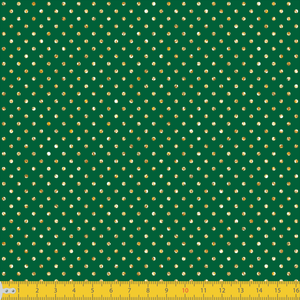 Tecido Tricoline Estampado Natal Poás Dourado P1001-265 Verde