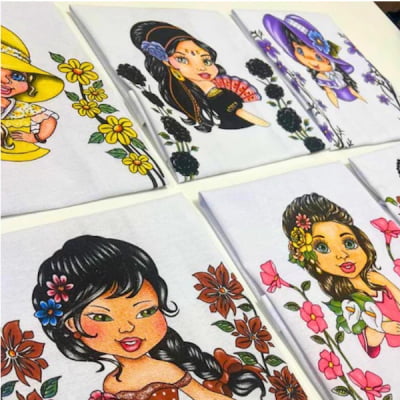 Kit 10 Panos De Prato Bonequinha Estampas Variadas Premium Boneca