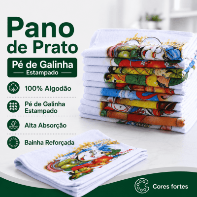 PANO DE PRATO LEGÍTIMO PÉ DE GALINHA ESTAMPADO 40X68 | KN PANO DE PRATO LEGÍTIMO PÉ DE GALINHA ESTAMPADO 40X68 | KN