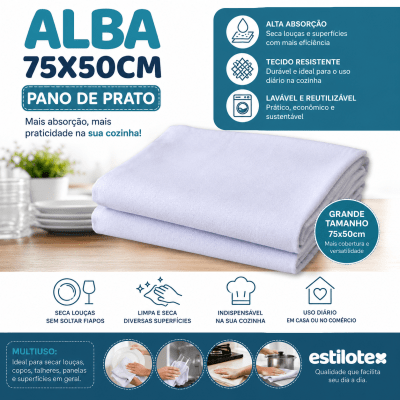 Pano de Prato Estilotex ALBA 75cm X 50cm Engomado