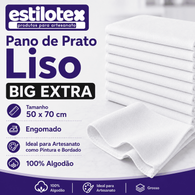 Pano de Prato Estilotex Big Extra Liso 70cm X 50cm