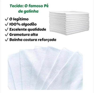 Pano de Prato PÉ DE GALINHA Bainha Branco 40 X 68cm | KN