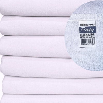Pano de Prato Paty Pé de Galinha Bainha Branco 45cm X 65cm