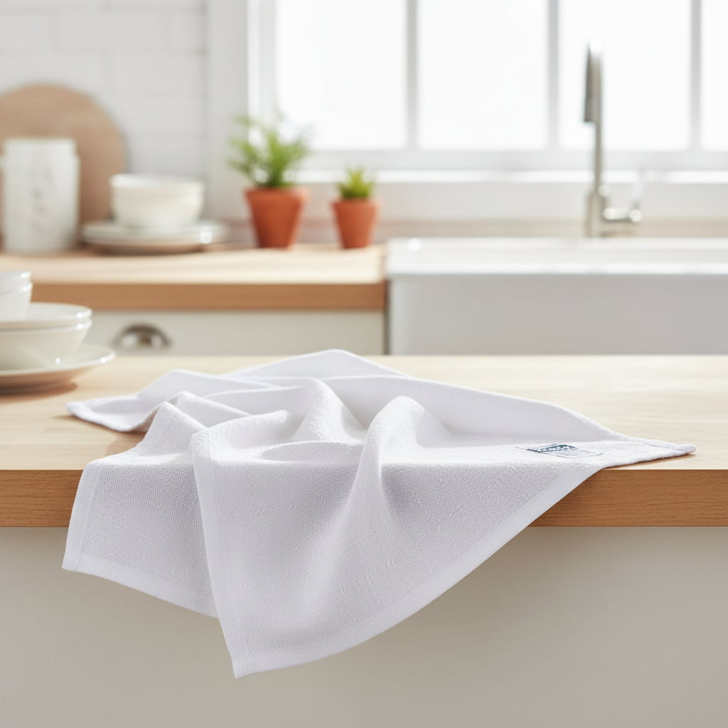 Pano de Prato Legítimo Pé de Galinha Bainha Branco 41 X 66cm