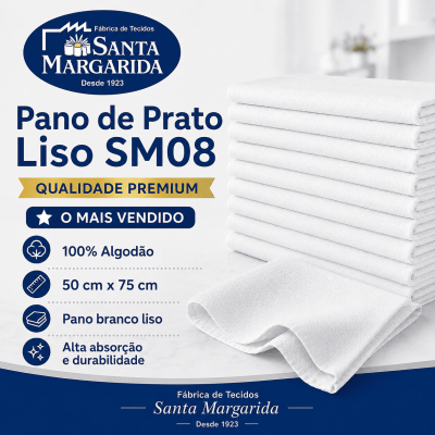 Pano de Prato SM08 Liso Grande Branco Santa Margarida p/ Pintura Bordado 50cm X 75cm Pano de Prato SM08 Liso Grande Branco Santa Margarida p/ Pintura Bordado 50cm X 75cm