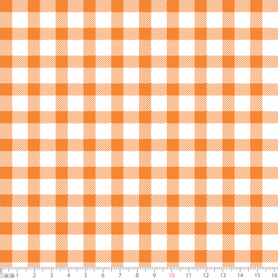 Tecido Tricoline Estampado Xadrez P1361-11 Laranja