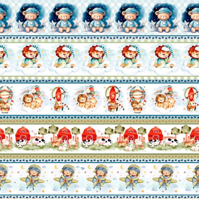 Tricoline Digital Barrado Infantil Ursinhos P9012-30 | 10 Faixas