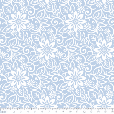 Tecido Tricoline Estampado Floral P1365-82 Azul