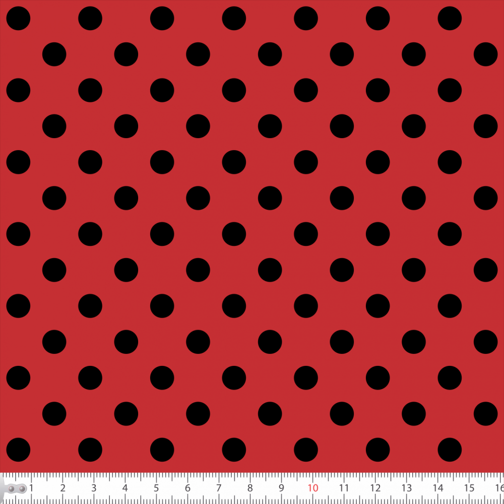 Tricoline Bolinhas Grandes P1554-11 Vermelho com Preto