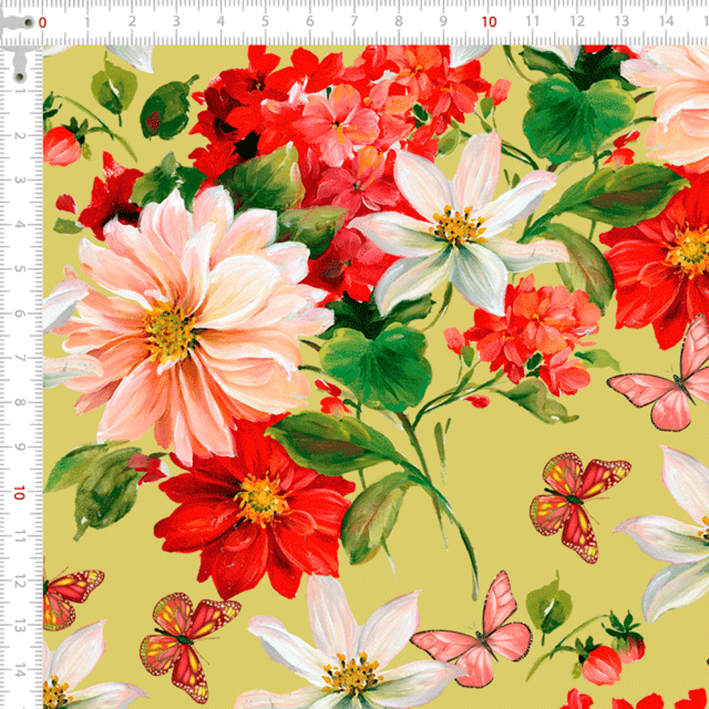Tricoline Digital Floral Borboletas P9005-116