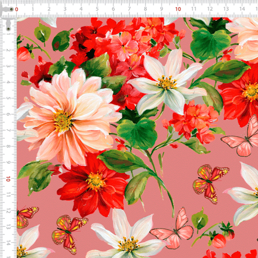 Tricoline Digital Floral Borboletas P9005-117