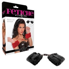 Algema de pélucia fechadas com velcro - Preto Algema de pélucia fechadas com velcro - Preto