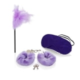 Kit Com Algemas, Venda e Bastão Com Plumas Mistress Kit Kit Com Algemas, Venda e Bastão Com Plumas Mistress Kit