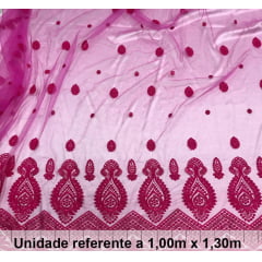 Tule Bordado Geométrico Rosa Tule Bordado Geométrico Rosa