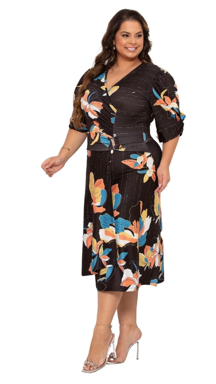 VESTIDO PLUS SIZE - MODA EVANGÉLICA 12959 - Clássica Moda Evangélica